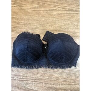 Black‎ Lace Underwire Push Up Bra Size 38c Straps Can Be Worn Multiple Ways